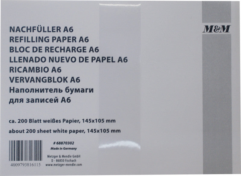 Metzger & Mendle Ersatzzettel – 145 × 105 mm – Papier