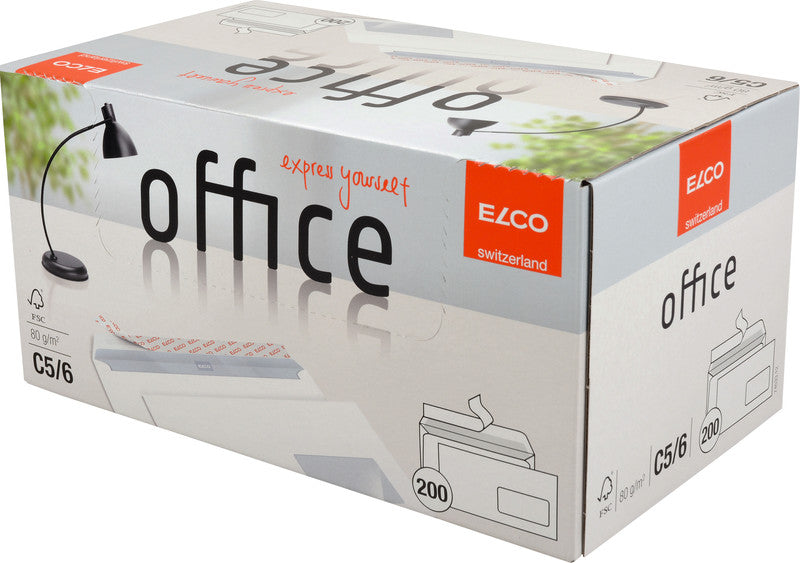 Elco Couvert C5/6, Fenster rechts, Haftklebung, hochweiss, 80 g/m², mit Innendruck – 200 Stk.