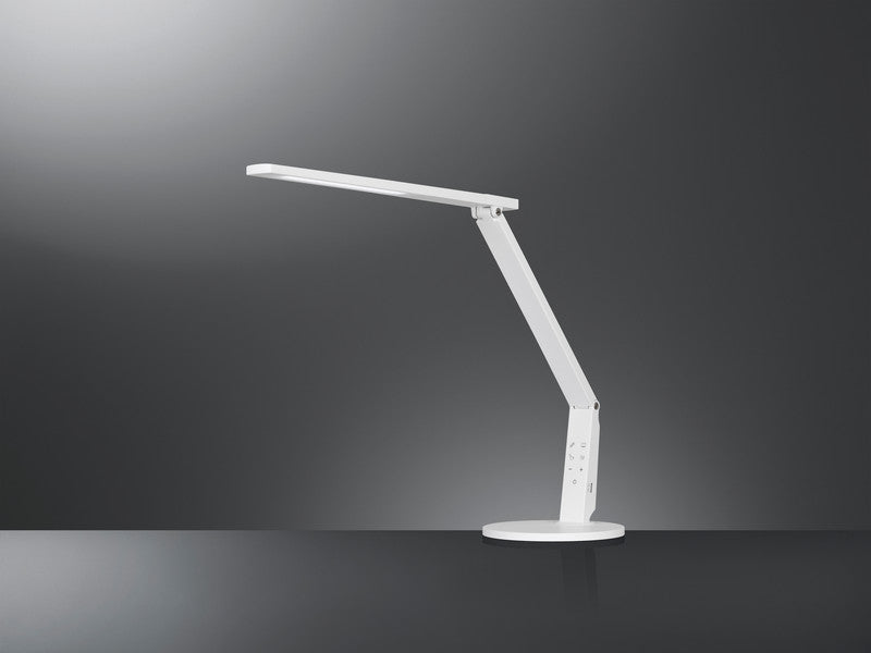 Hansa LED Tischleuchte Vario Plus – USB-Anschluss, dimmbar – 2700–6400 K – 620 lm 10 W – Weiss Metall