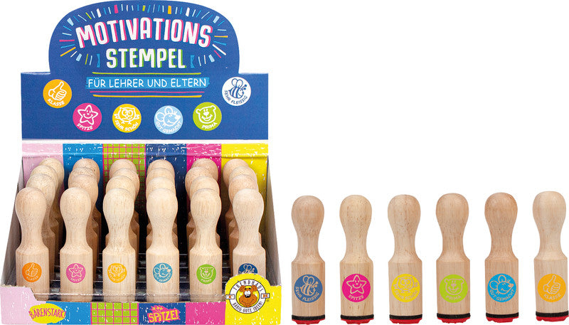 Trendhaus Lehrerstempel-Set – 6er-Set, Holz, Deutsch, ohne Kissen