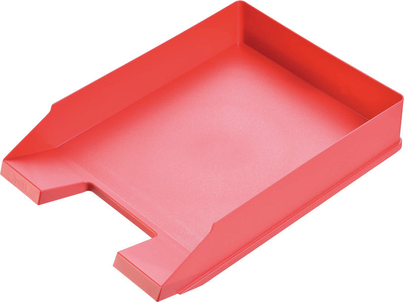 Helit Stapelbarer Briefkorb mit Griffausschnitt, Beschriftungsfeld, matt, rot, B 255 × H 67 × T 345 mm