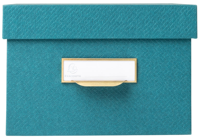 Exacompta Archivschachtel A4+ – mit Griffloch, stapelbar, 350 × 150 × 260 mm, blaugrün, Karton, 3er Set