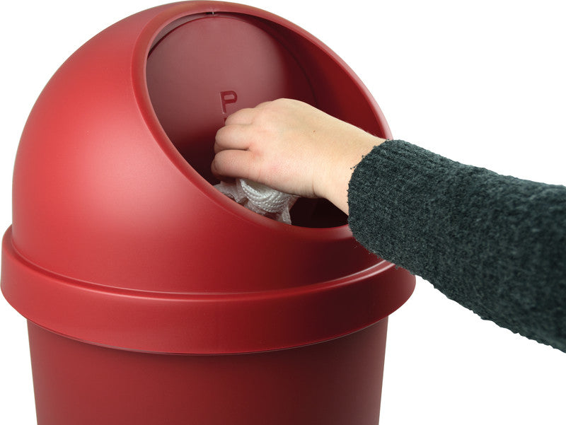 Helit Papierkorb the flip – 25 l – Kunststoff, rot – Ø 312 × H 615 mm