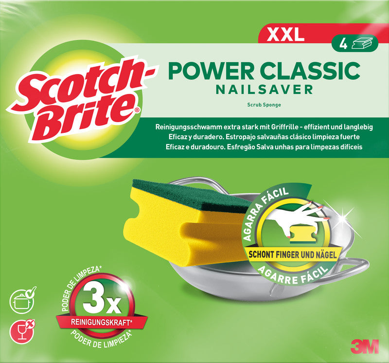 Scotch-Brite Schwamm Classic – Kunststoff, 15 × 4,3 × 7,8 cm, gelb/grün, 4 Stk.