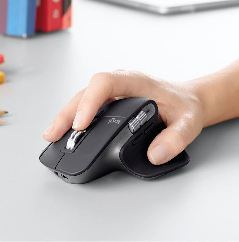 Logitech MX Master 3S Ergonomische Maus – kabellos, 7 Tasten, Easy-Switch, Batterieladeanzeige, Grau