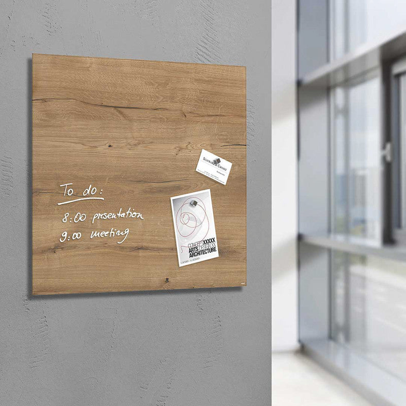 Sigel Whiteboard – 48 × 48 cm, Glas, magnetisch, Wandmontage, inkl. SuperDym Magnetwürfel, Montagesatz