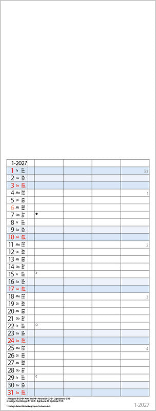 Korsch Familienplaner – für Familien – 4 Spalten – viersprachig D/F/I/GB – 2026 – Spiralbindung – 19 × 52 cm