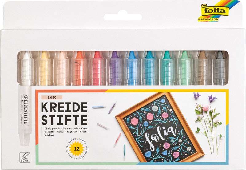 Folia Kreidemarker – Rund, 1–2 mm – Sortiert – 12er-Set