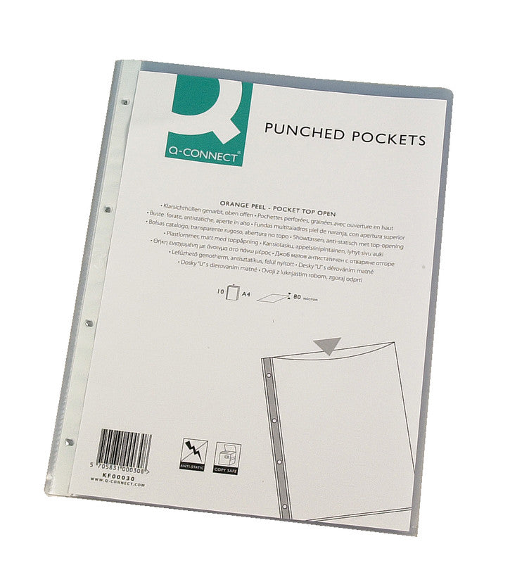 Connect Sichtmappe A4 – transparent, Polypropylen, genarbt, blendfrei, 80 µm, 10er-Pack