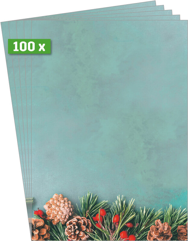 Sigel Motivpapier – A4, 90 g/m², Motiv: Green Christmas – für Inkjet/Laser/Kopierer – FSC – 100 Blatt