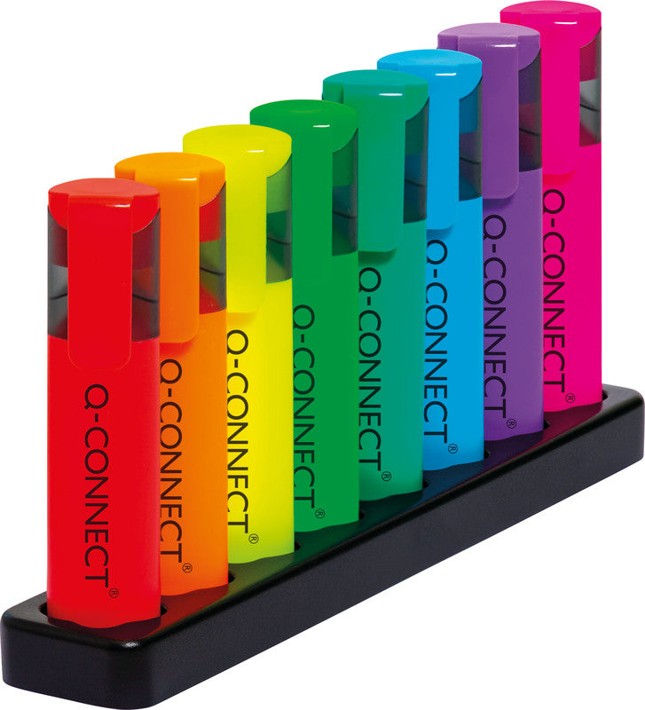 Q-connect Textmarker Desktop Set 8 Farben – Keilspitze, 1–5,2 mm
