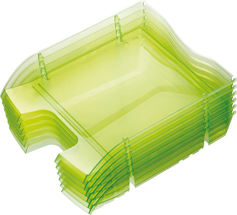 Helit Briefkorb – mit Beschriftungsfeld, glänzend, hellgrün transparent, B 275 × H 66 × T 355 mm