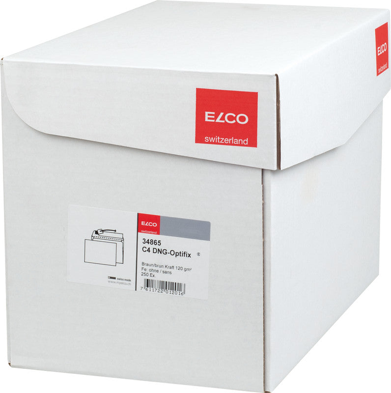 Elco Couvert C4 (324 × 229 mm), ohne Fenster, haftklebend, braun, 120 g/m², Papier – 250 Stk.