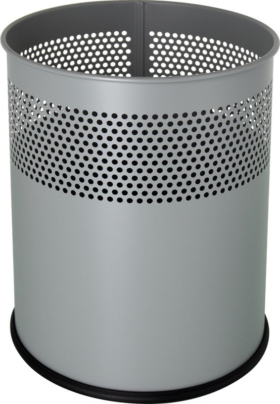 Helit Papierkorb the dot – 15 l – Stahl, grau – Ø 255 × H 321 mm