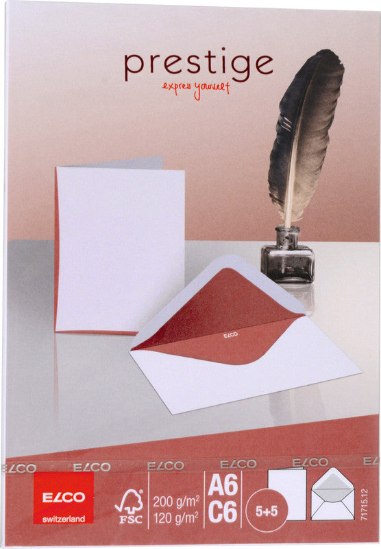 Elco Grusskarte – A6 (105 × 148 mm) – mit Umschlägen, Karton, 5er Pack