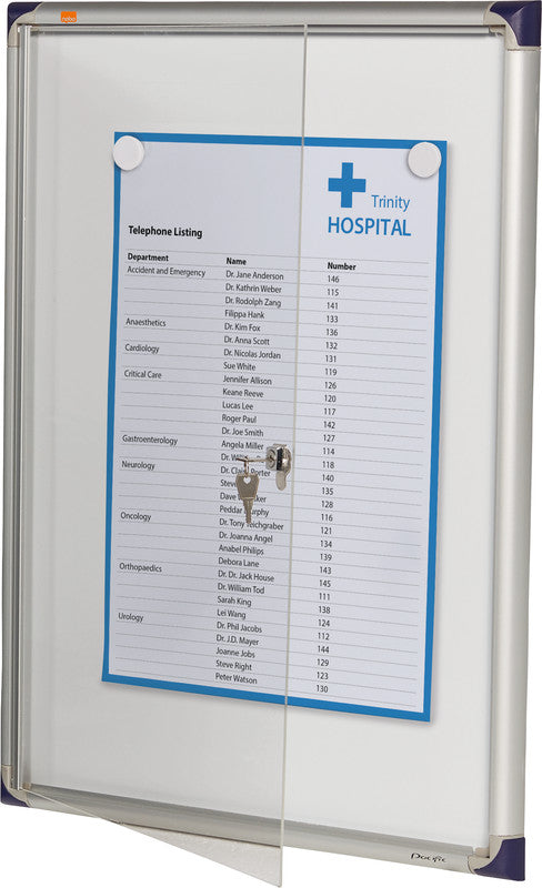 Nobo Schaukasten, 4 × A4 – Aluminium, Acrylglas, abschliessbar, Innenbereich, 51 × 68 × 2,5 cm