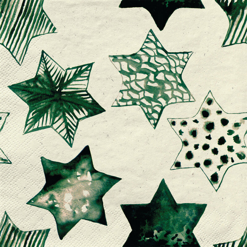 Fasana Servietten Festive Stars – 24 × 24 cm – 2-lagig, Tissue – 20 Stk., FSC