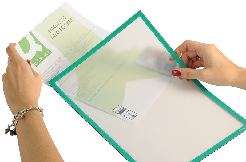 Q-connect Magnetclip – 225 × 312 mm, grün, wiederablösbar, für A4