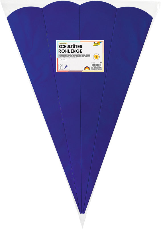 Folia Schultüten-Rohlinge – 10 Stück – mehrfarbig – Ø 200 × H 680 mm