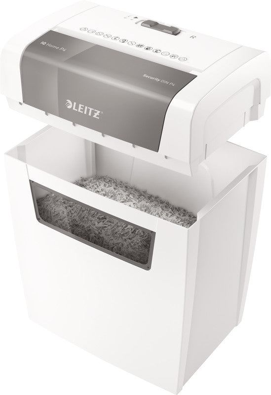 Leitz IQ Home – Aktenvernichter, DIN P-4, Partikelschnitt 4 × 28 mm, 6 Blatt, 15 l, A4