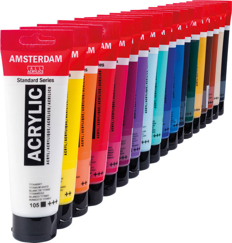 Royal Talens Amsterdam – Acryl Standard – Acrylfarbe – Set – 18 Farben, sortiert, 18 × 120 ml