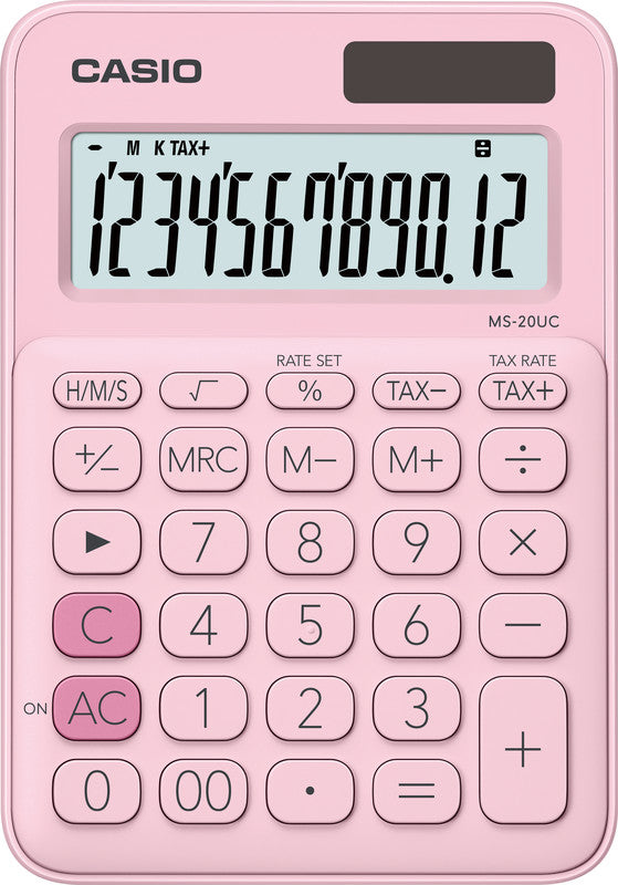 Casio Tischrechner MS-20UC – 12-stellig, LCD, Prozent/Währung, Solar + Batterie, 105×150×23 mm