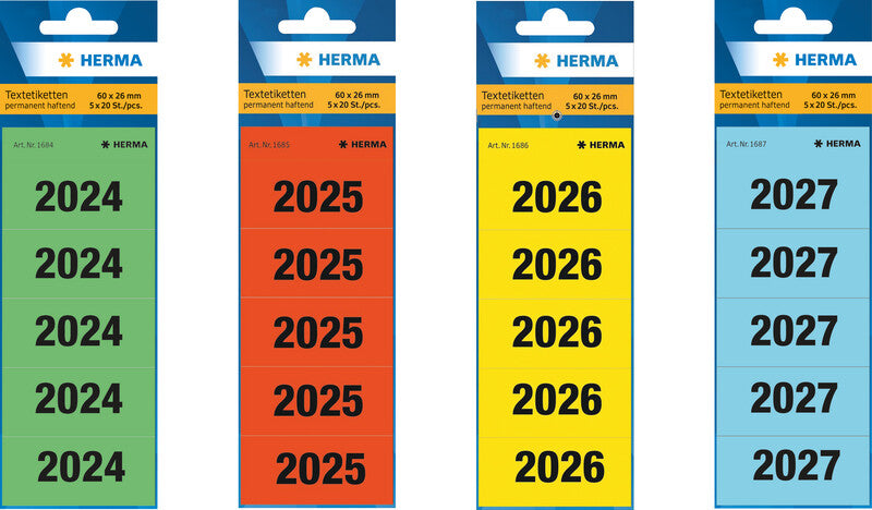 HERMA Schuletiketten – Motiv 2023 – 60×26 mm, 100 Stk, 20 Bogen, Papier, permanent haftend
