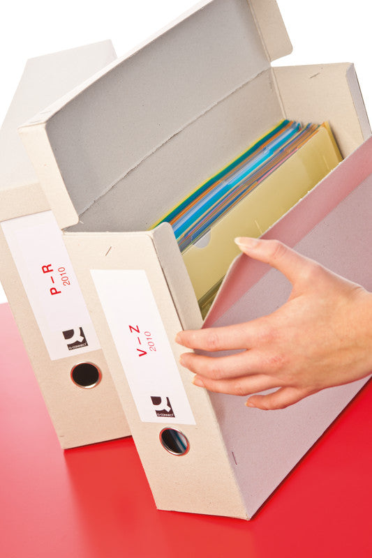 Q-Connect Archivschachtel A4 – mit Griffloch, montiert geliefert, 342 × 275 × 98 mm, grau, Karton, 5er Pack