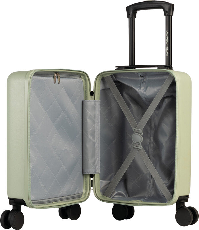 Worldpack Hartschalen-Trolley, 24 l, Handgepäck geeignet, 4 Doppelrollen, ABS, Graugrün, 30 × 40 × 20 cm