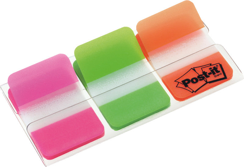 Post-it Indexstreifen Strong – 25,4×38 mm – sortiert (neonpink, neongrün, neonorange), 3×12 Stück