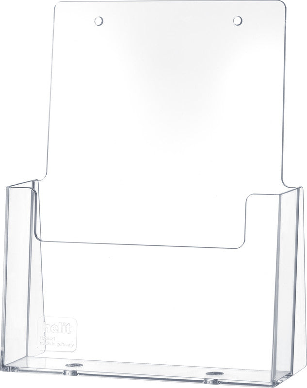 Helit Tischprospekthalter the helpdesk – für A5 hoch, 1 Fach, transparent, Kunststoff, 166 × 57 × 210 mm