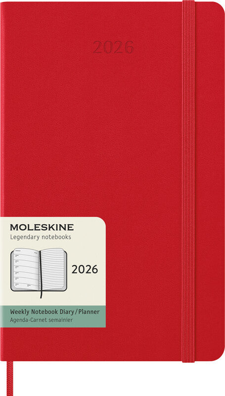 Moleskine Wochenagenda – 1 Woche/1 Seite, gebunden, 13,0 × 21,0 cm, 2026, Scharlachrot, FSC