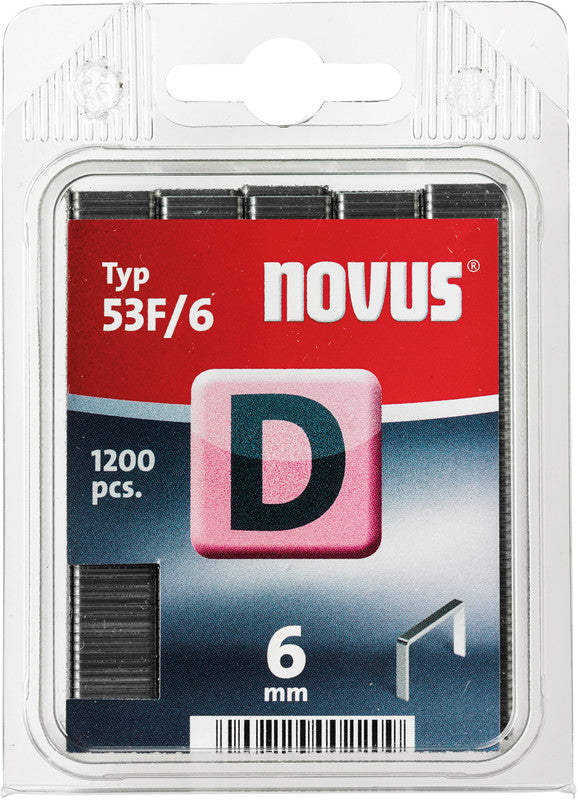 Novus Heftklammern D – für Novus J-29 – 6 mm, 30 Blatt – Metall, silber – 1200 Stk.