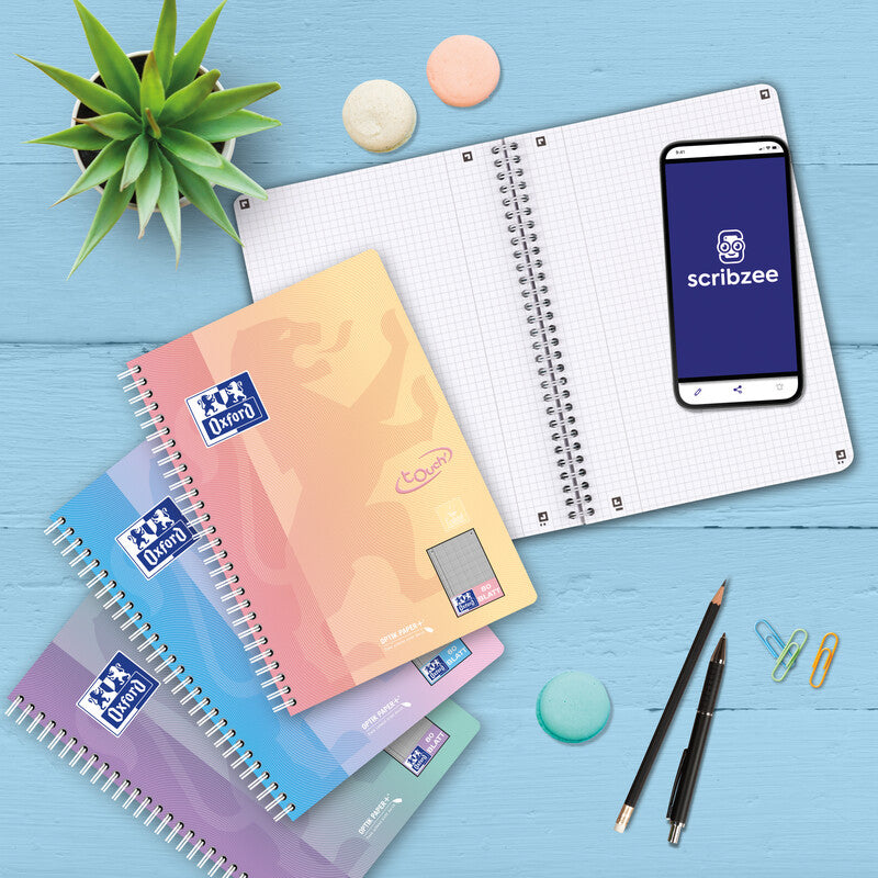 Elba Collegeblock – 176 × 250 mm – abgerundete Ecken, kompatibel mit SCRIBZEE App, blau/rosa, EU Ecolabel