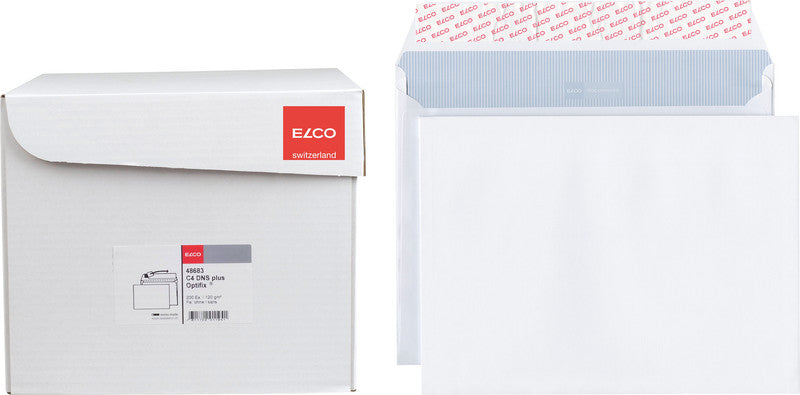 Elco Couvert B5 (250 × 176 mm), ohne Fenster, haftklebend (Optifix), weiss, 120 g/m², Papier – 250 Stk.
