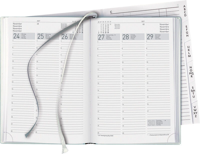 Biella Terminia Geschäftsagenda – 1 Woche/2 Seiten, gebunden, 14,5 × 20,5 cm, 2027, schwarz, FSC
