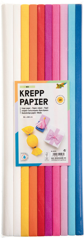 Folia Krepppapier – 10 Blätter – sortiert – 500 × 2000 mm