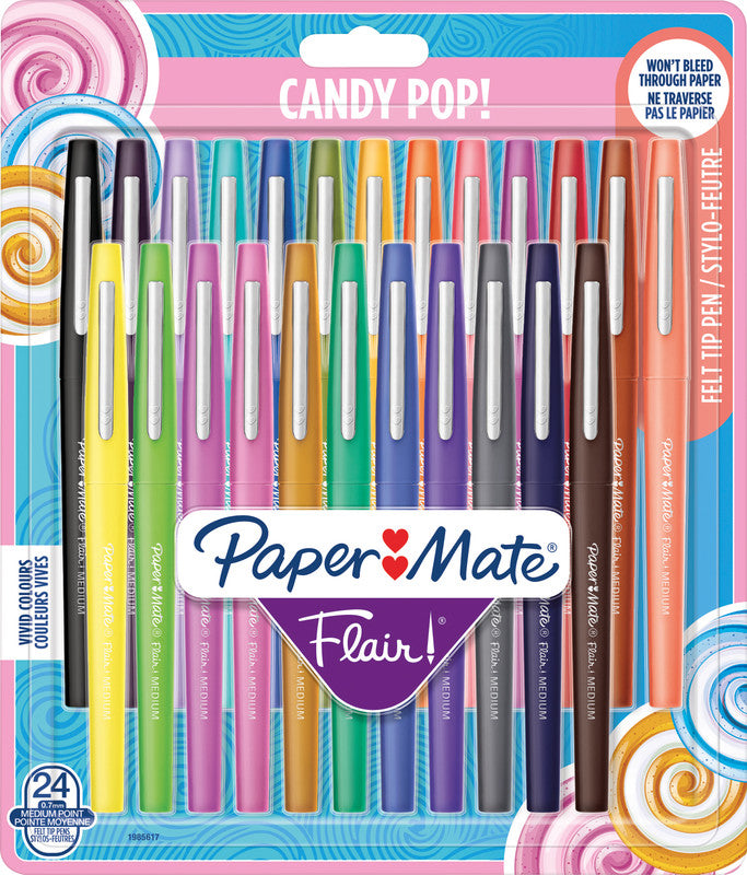 Papermate Filzstifte Candy Pop, Strichbreite 0,7 mm, 24 Farben