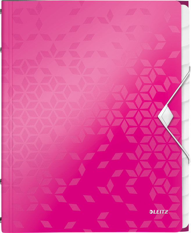 Leitz WOW A4 Fächermappe – 12 Fächer, Gummiband, Polypropylen (PP), Pink Metallic