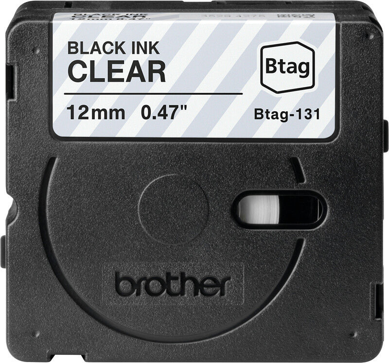Brother Schriftband – 12 mm × 4 m, transparent, schwarz