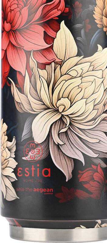 Estia Trinkdose – 5 dl – Edelstahl, isoliert, mit Strohhalm – Midnight Blossom