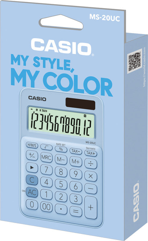 Casio Tischrechner MS-20UC – 12-stellig, LCD, Währung/Prozent, Solar + Batterie