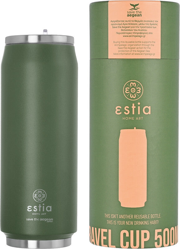 Estia Trinkdose – 5 dl – Edelstahl, isoliert, mit Strohhalm – Forest Spirit