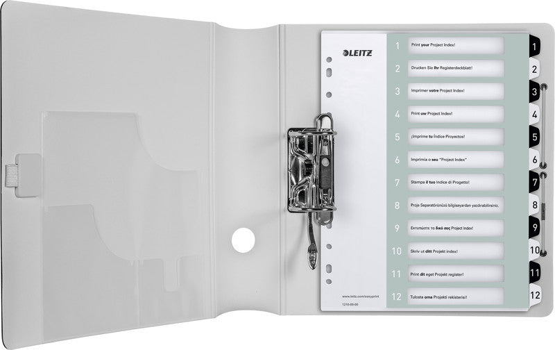 Leitz WOW Register A4 Überbreit – Nummeriert 1–12, 12 Taben, PP, Schwarz, Weiss, 11-fach