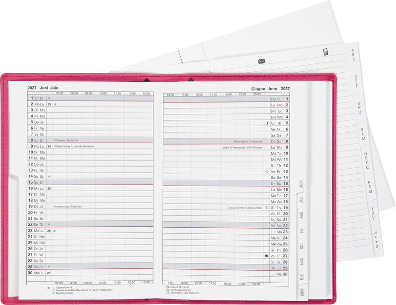 Biella Planer Istanbul Agenda – 1 Monat/2 Seiten, geheftet, 10,6 × 15,3 cm, 15 Monate Okt–Dez, pink, FSC