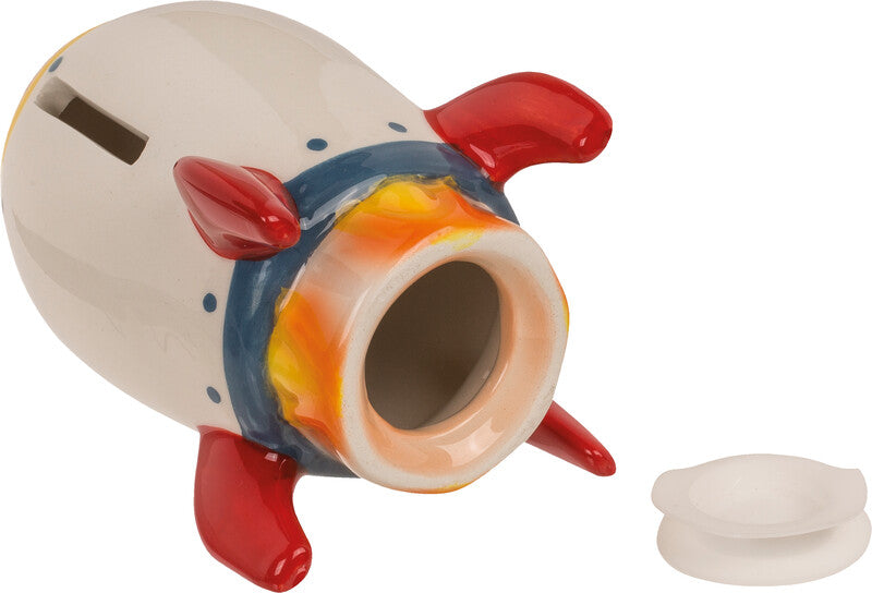 Out oft the blue Out of the Blue Spardose Rakete – Steingut, Mehrfarbig – 12,5 × 7 cm