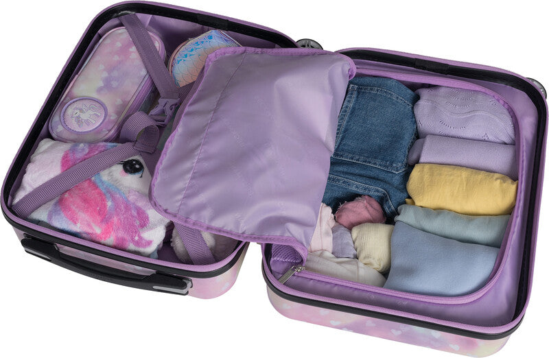 Beckmann Kindertrolley Handgepäck – 4 Doppelrollen, Unicorn Princess Purple, 30,5 × 46,5 × 22 cm