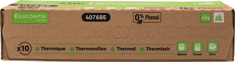 Exacompta Thermorolle 80 mm × 76 m, Ø 72 mm – phenolfrei