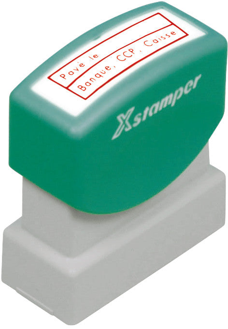 X-Stamper Motivstempel – Motiv: Payé le ..., selbstfärbend, Kunststoff