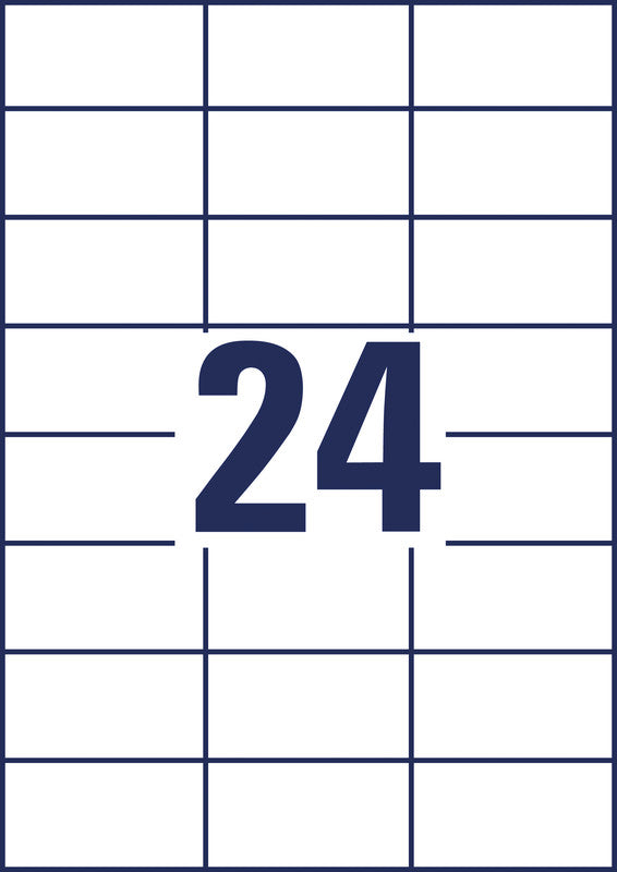 Avery Druckeretiketten, 70 mm × 37 mm, weiss, Papier, permanent, 100 Blätter (2400 Etiketten)